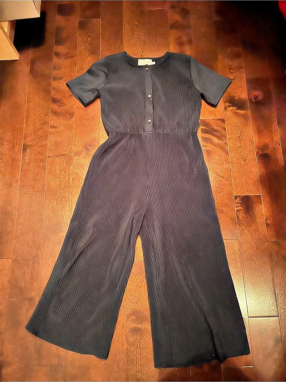 Cremie Navy Ribbed Wide-Leg Jumpsuit
